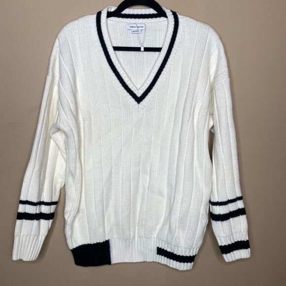 Urban Revivo Sweaters - Urban‎ Revivo Women's V-Neck Oversized White Knit Sweater Size 4
